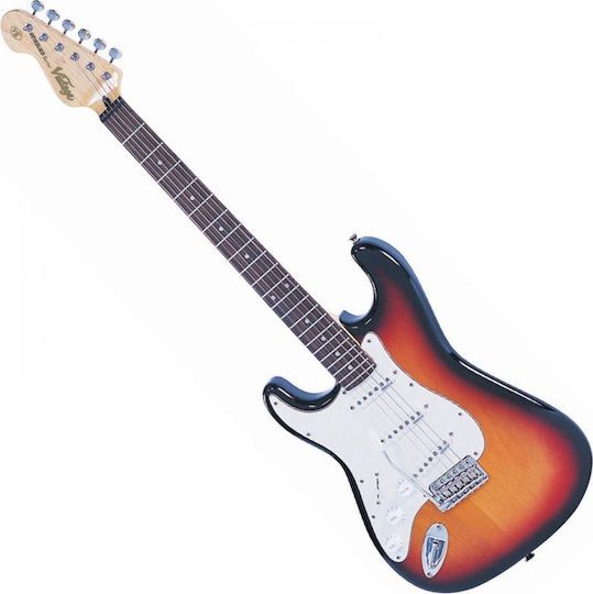 Vintage V6 ReIssued Electric Guitar for Left-handed Stratocaster with SSS Pickup Configuration Sunset Sunburst
