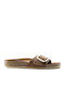 Madrid Big Buckle Oiled Leather Leather Women's Anatomic Sandals Cognac Narrow Fit