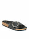 Birkenstock Madrid Big Buckle Oiled Leather Leather Women's Flat Sandals Anatomic In Black Colour