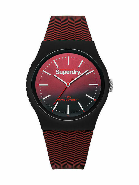 Superdry Urban Ceas de Bărbat 40mm Baterie cu Culoare Roșie Cauciuc Cureaua
