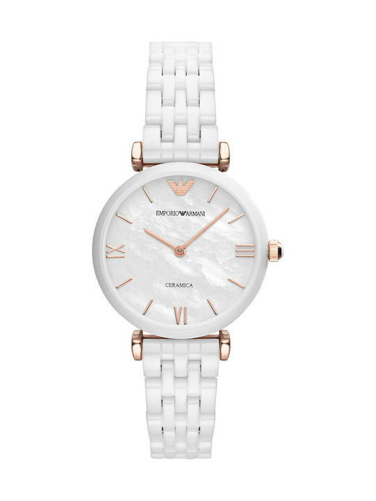 Emporio Armani Ceramica Watch with White Metal Bracelet