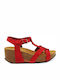 Women's Leather Platform Shoes Red