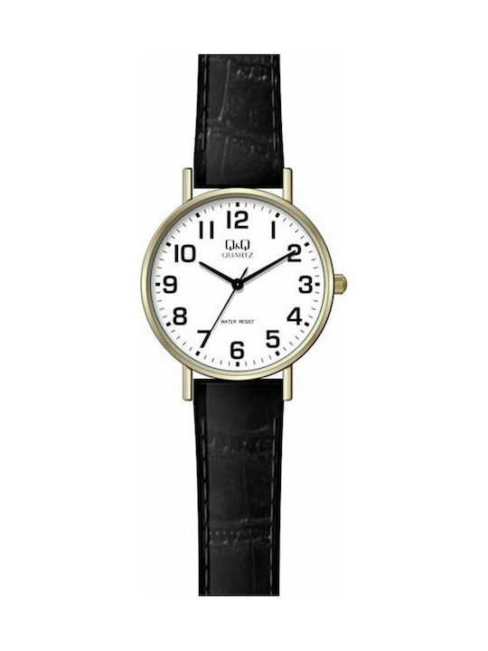 Q&Q Watch with Black Leather Strap Q979J802Y