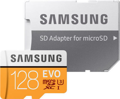 Samsung Evo microSDXC 128GB Class 10 U3 UHS-I με αντάπτορα