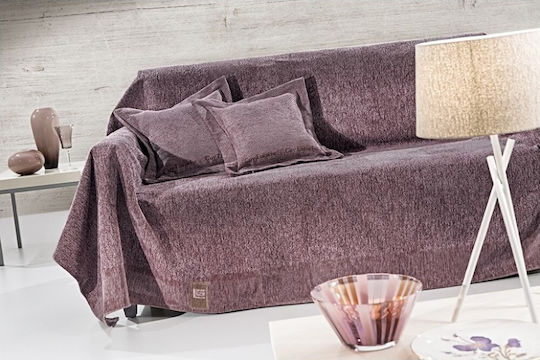 Guy Laroche Balance Three-Seater Sofa Throw 2 Sides Chenille 170x300cm Lilac