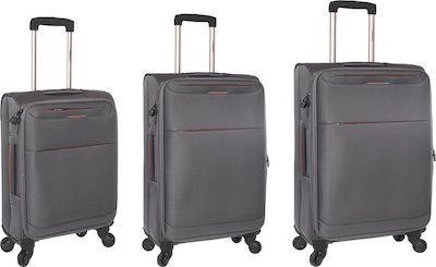 Diplomat Travel Suitcases Fabric Gray Maximum Height 71cm with 4 Wheels Set of 3pcs