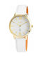 Just Watch Watch with White Leather Strap 48-S1205GD-WH