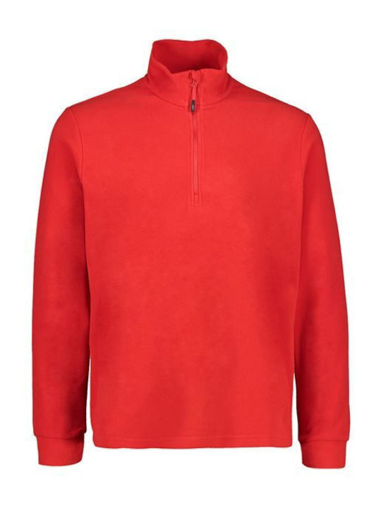 CMP Sweat Fleece Herren Langarmshirt mit V-Ausschnitt Rot