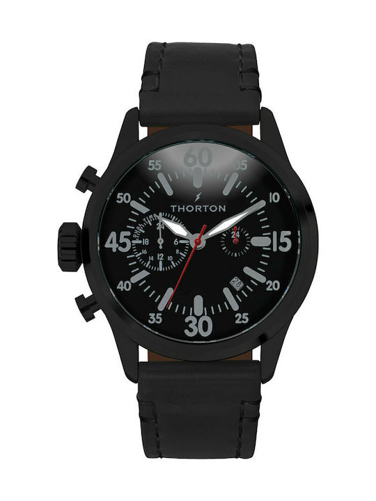 Thorton Ανδρικό Ρολόι 47mm Μπαταρίας με Μαύρο Δ...