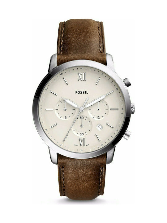 Fossil Watch Chronograph Battery with Brown Leather Strap FS5380