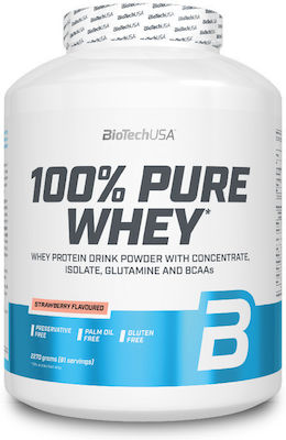 Biotech USA 100% Pure Whey Molkenprotein Glutenfrei mit Geschmack Strawberry 2.27kg