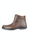 Boxer Men's Leather Boots with Zipper Brown