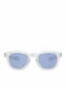 Bob Sdrunk JFK 55R Herren Sonnenbrille mit Transparent Kunststoff Gestell und Hellblau Linse