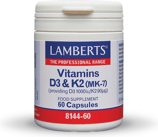 Lamberts Vitamin D3 1000iu & K2 90µg Βιταμίνη για Ενίσχυση του Ανοσοποιητικού & την Υγεία των Οστών 1000iu 60 κάψουλες