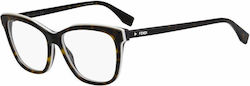 Fendi Plastic Eyeglass Frame Brown Tortoise FF 0251 086