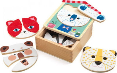 Holz Kinderpuzzle Ταιριάζω Πρόσωπα für 2++ Jahre 3pcs Djeco