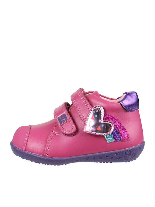 Leather Kids Boots with Velcro Fuchsia