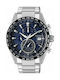 Citizen Eco-Drive Ανδρικό Ρολόι 42mm Χρονογράφος Eco - Drive με Ασημί Μεταλλικό Μπρασελέ