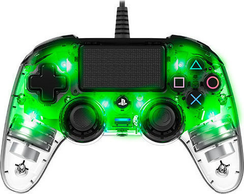 Nacon Wired Illuminated Compact Controller για PS4 Crystal Green