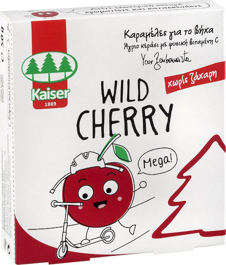 Kaiser 1889 Wilde Kirsche - Wilde Kirsche Lutschtabletten für Kinder Zuckerfrei & Glutenfrei Kirsche 50gr 20 Stück