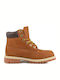 Premium Leather Kids Boots with Laces Tabac Brown
