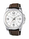 Casio Ceas Bărbătesc 45mm cu Baterie cu Curea din Piele Maro