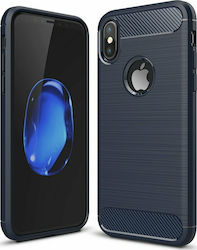 Forcell Brushed Carbon Silicone Back Cover Durable Blue (iPhone X / Xs)