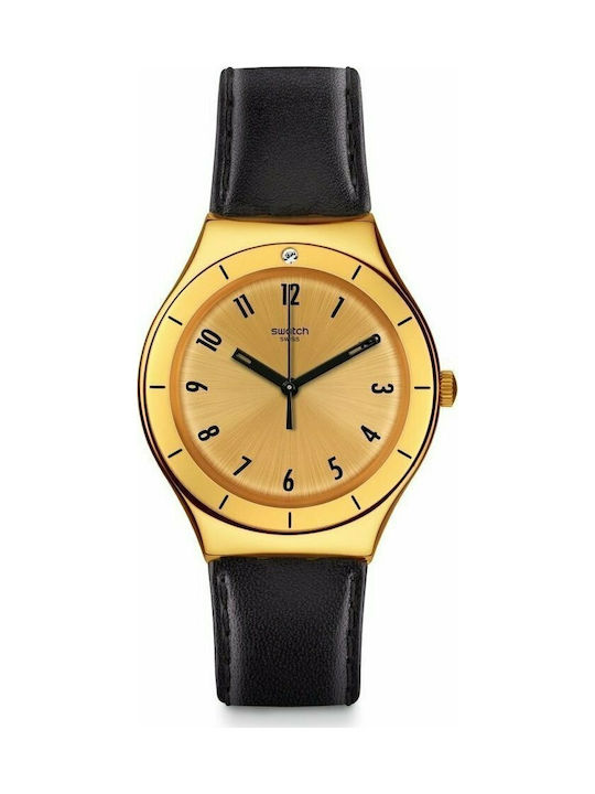 Swatch Coraggiosa Uhr mit Schwarz Lederarmband