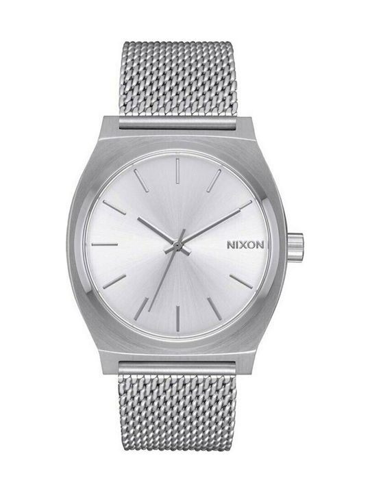 Nixon Time Teller Watch with Silver Metal Bracelet