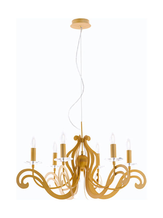 Fan Europe Klimt 6 Chandelier Candlestick 6xE14 Gold 73.5cm 352413