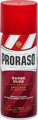 Proraso Red Spumă de Bărbierit cu lemn de santal și unt de shea pentru Piele Uscată & Sensibilă 400ml