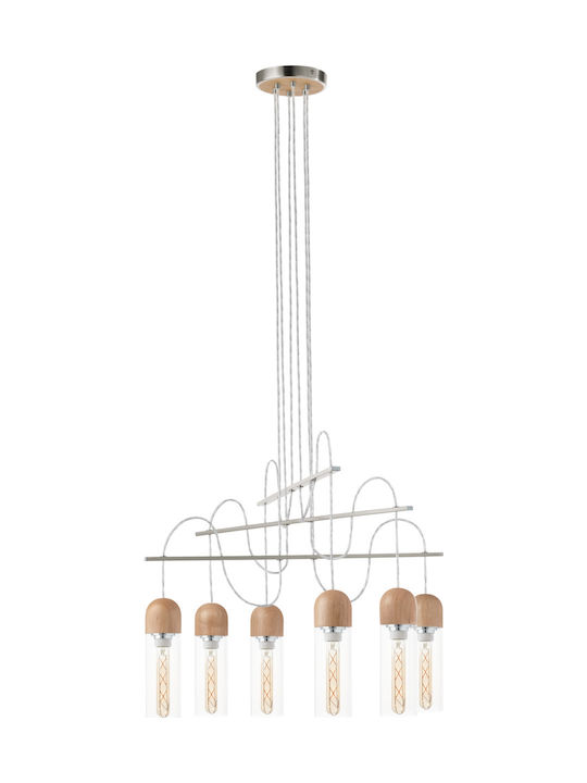 Eglo Zacharo 1 Pendant Chandelier for 6 Bulbs E27 Silver