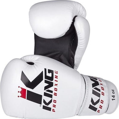 King Pro Boxing KPB/BG-2 Δερμάτινα Γάντια Πυγμαχίας για Αγώνα Λευκά