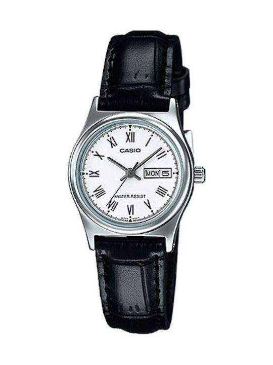 Casio Women's Watch with Black Leather Strap