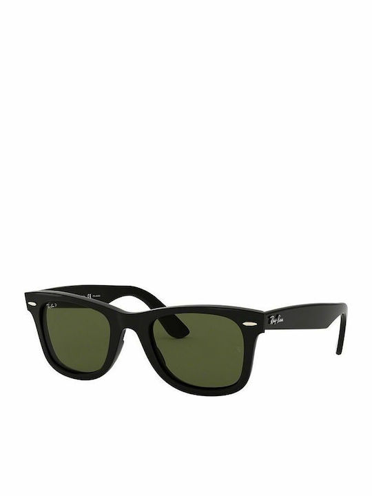 Ray Ban Wayfarer Ease Sunglasses with Black Plastic Frame and Green Polarized Lens RB4340 601/58