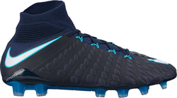 Nike Hypervenom Phantom 3 DF High Football Shoes FG with Cleats Obsidian / White / Gamma Blue / Glacier Blue