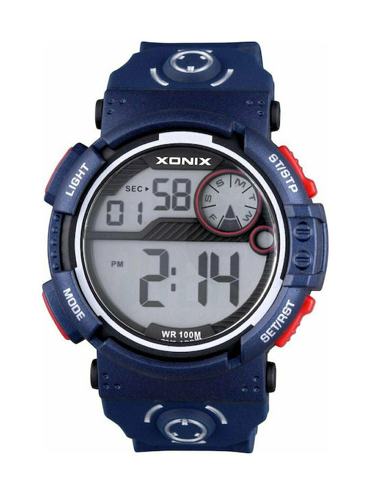 Xonix Digital Uhr Chronograph Batterie mit Blau Kautschukarmband NT-003