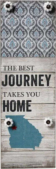 Espiel Wooden Vintage Wall Hanger The Best Journey Takes You Home with 4 Slots Multicolour 20x5x60cm 1pc