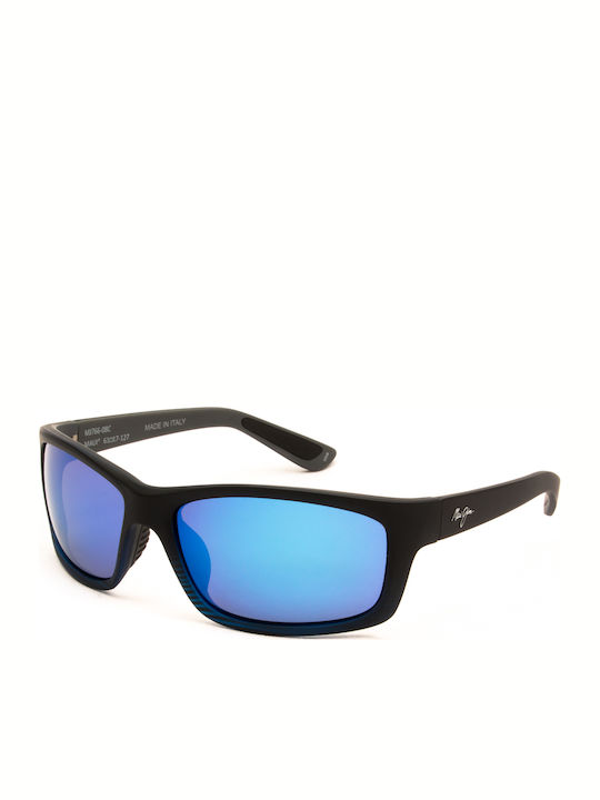 Maui Jim Herren Sonnenbrillen mit Blau Kunststoff Gestell und Blau Polarisiert Spiegel Linse B766-08C