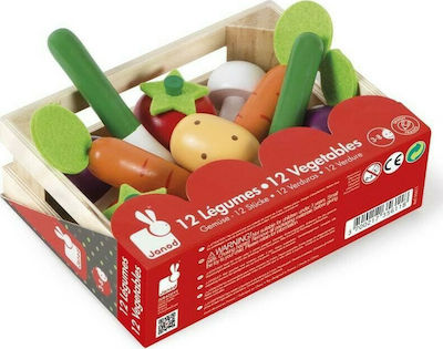 Janod Fruits & Vegetables Toy Ξύλινο Καφασάκι με 12 Λαχανικά made of Wood for 3+ Years Old J05611