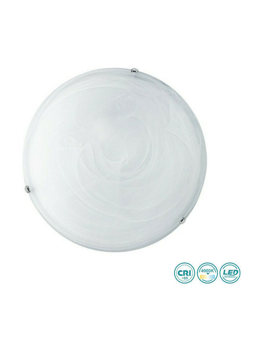 Fan Europe I- Κλασική Γυάλινη Πλαφονιέρα Οροφής με Ενσωματωμένο LED σε Λευκό χρώμα