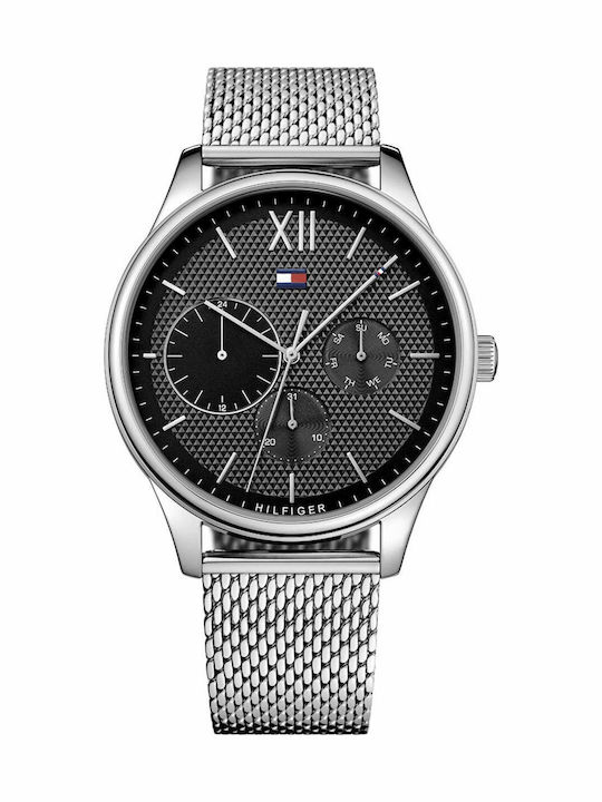 Tommy Hilfiger Damon Ανδρικό Ρολόι 44mm Χρονογράφος Μπαταρίας με Ασημί Μεταλλικό Μπρασελέ