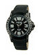 Q&Q Watch with Black Leather Strap DA25J505Y