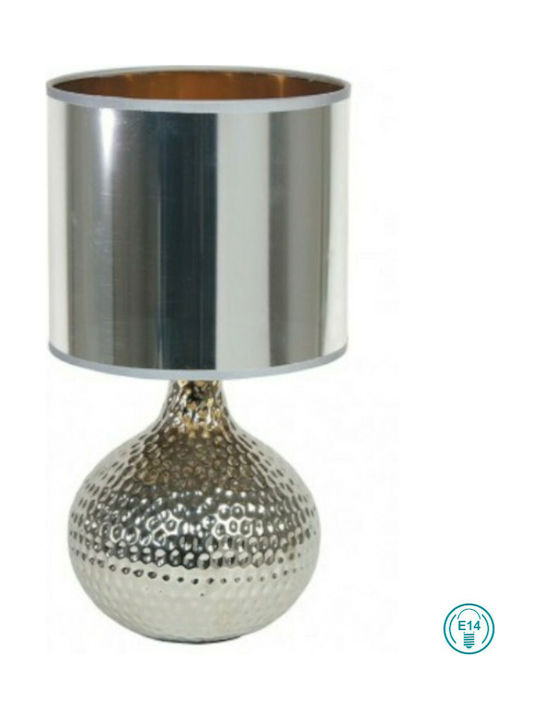 Fan Europe I-pulsar/l 35 Ceramic Table Lamp for Socket E14 with Silver Shade and Base