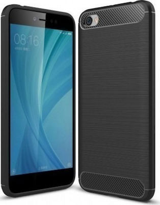 Hurtel Carbon Umschlag Rückseite Silikon Schwarz (Redmi Note 5a Standard)