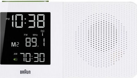 Braun Braun Tischuhr Digital mit LCD Bildschirm Wecker & Radio Weiß BNC010WH