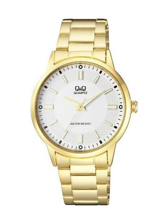 Q&Q Watch Battery with Gold Metal Bracelet Q968J001