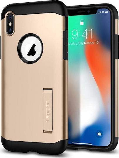 Spigen Slim Armor Задна корица Пластмаса 1.2мм Златист (iPhone X / XS)