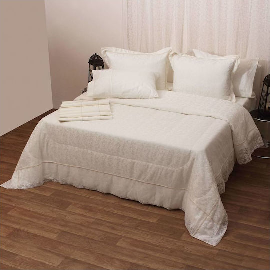 Viopros Bridal Blanket Set Queen with 2 Pillowcases Ecru 240x250 cm