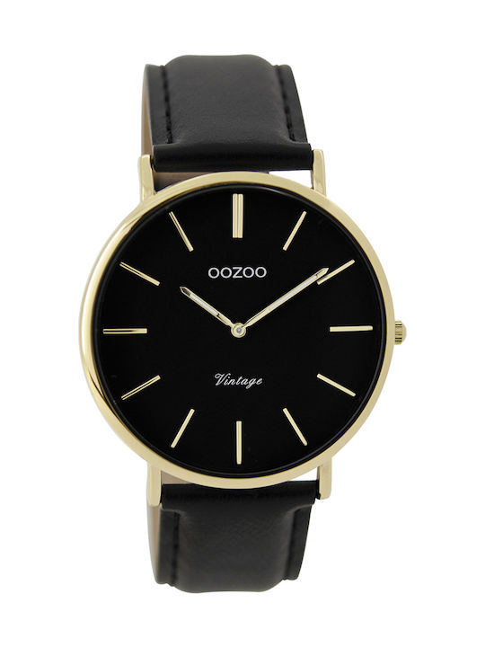 Oozoo Vintage Watch with Black Leather Strap